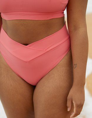 Aerie Crossover High Cut Cheeky Bikini Bottom | American Eagle Outfitters (US & CA)