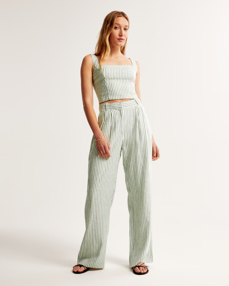 Women's A&F Sloane Tailored Linen-Blend Pant | Women's | Abercrombie.com | Abercrombie & Fitch (US)