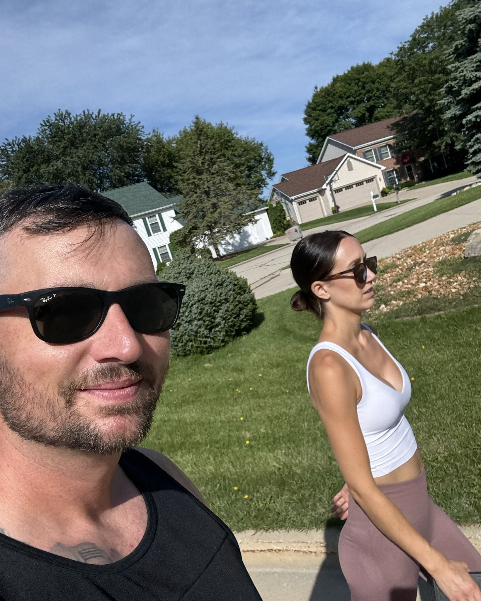 Morning workout with my love. 💕 Links below to our sunglasses, and my whole outfit. The sunglasses he’s wearing are by far his favorite. 

#LTKActive #LTKShoeCrush #LTKFitness