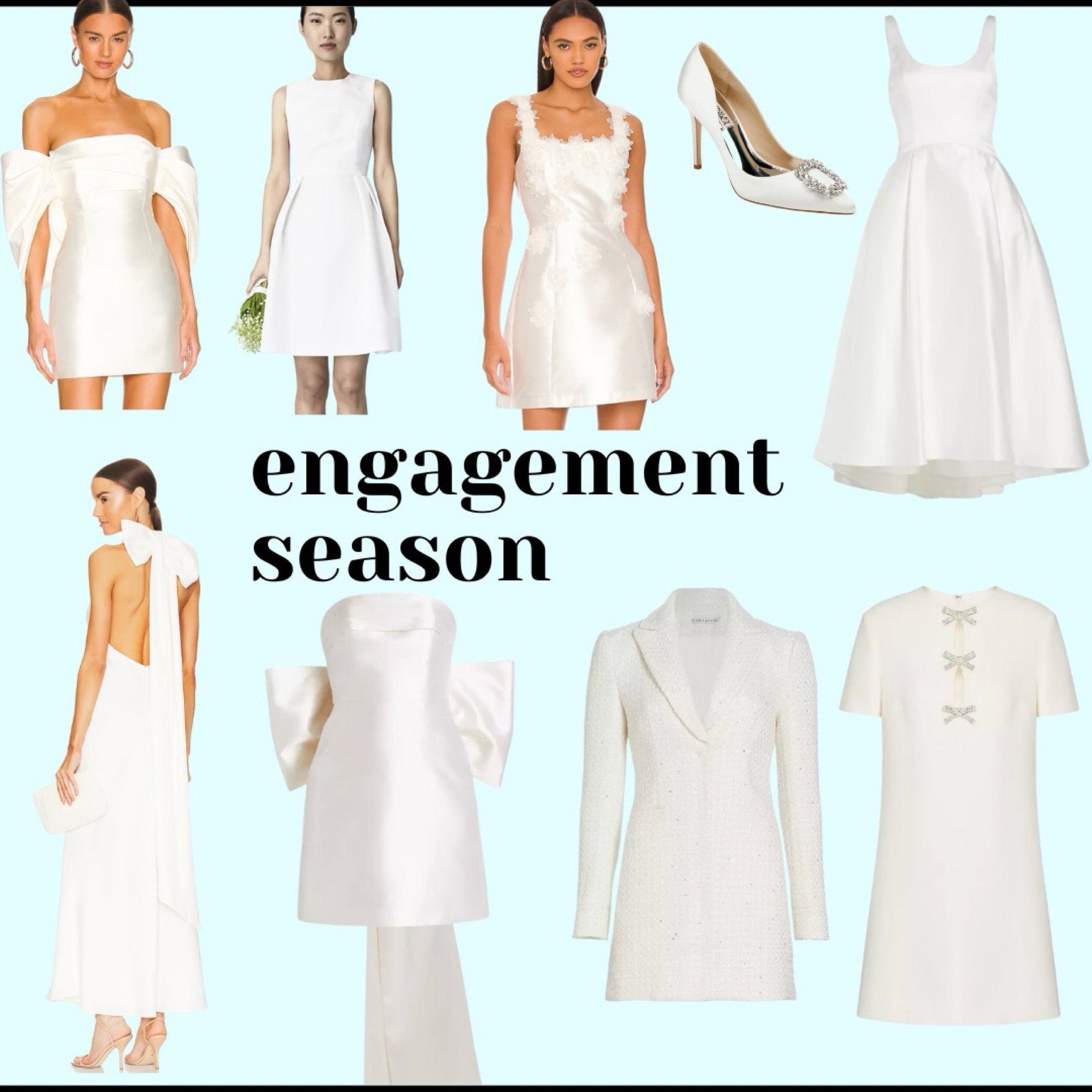 Little white dresses for engagement parties or small weddings. White shift dress upper row is from Molly Moorkamp and I can’t link it! 

#LTKwedding