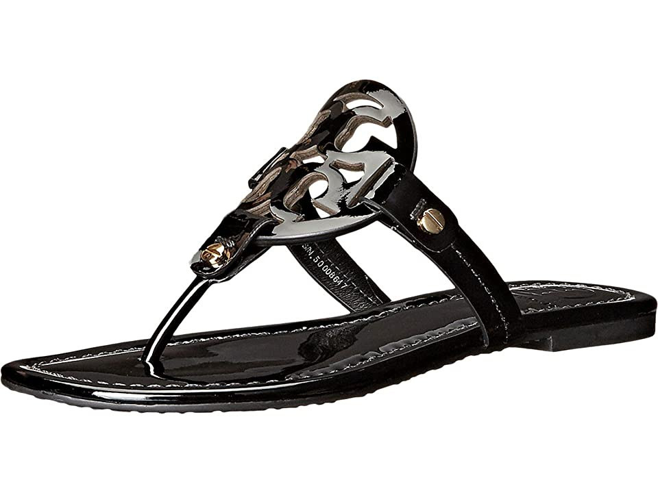Tory Burch Miller Sandal Women's Shoes Perfect Black Patent: 6 M | Zappos.com