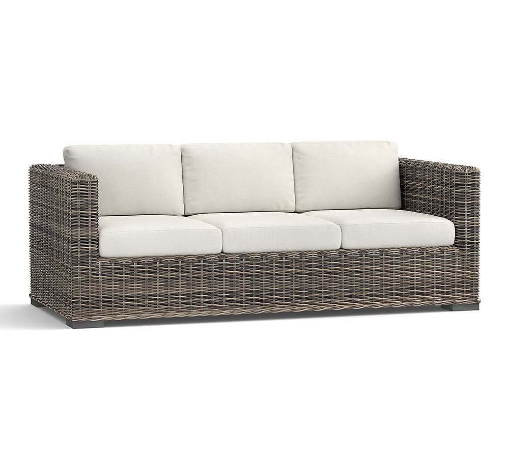 Huntington Wicker Square Arm Outdoor Sofa | Pottery Barn (US)