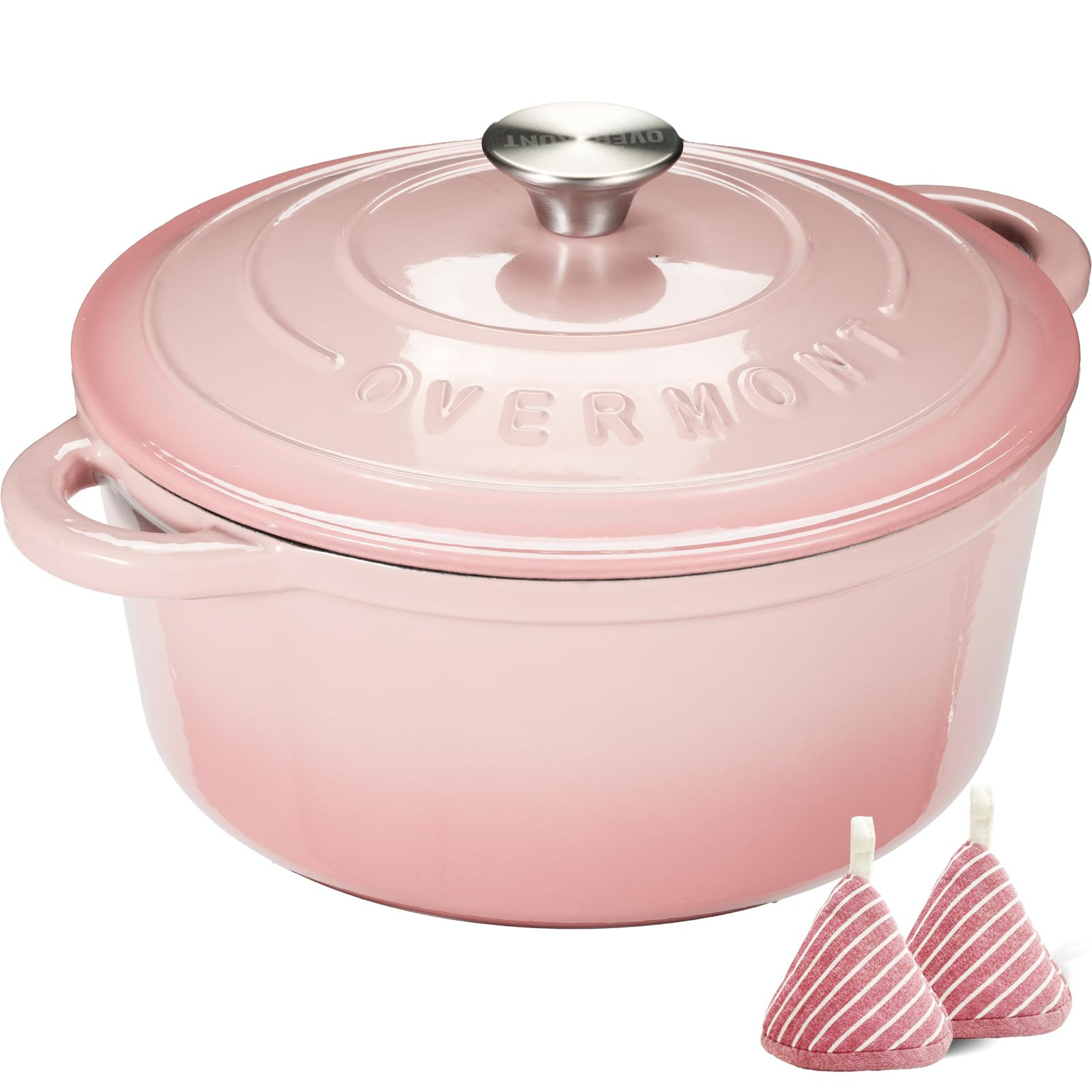 Overmont Enameled Cast Iron Dutch Oven - 5.5QT Pot with Lid Cookbook & Cotton Potholders - Heavy-... | Amazon (US)