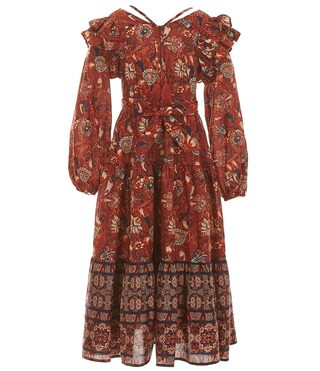 Big Girls 7-16 Printed Long Sleeve Tiered Maxi Dress | Dillard's