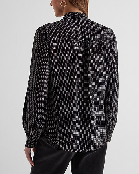 Relaxed Polka Dot Tie Neck Portofino Shirt | Express
