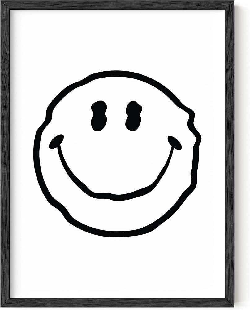 HAUS AND HUES Smiley Face Posters White Wavy Smiley Cool Posters for Room Aesthetic Dope Painting... | Amazon (US)