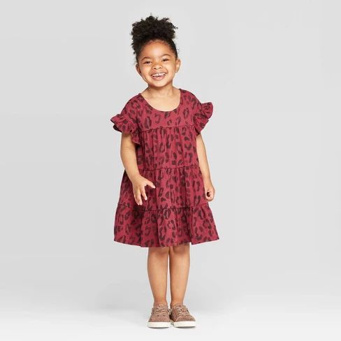 Toddler Girls' Leopard Dress - art class™ Maroon | Target