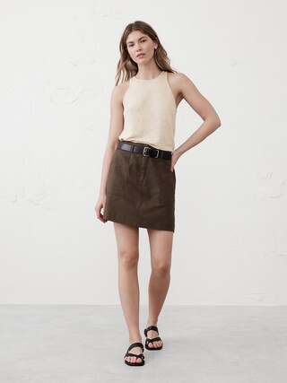 Linen-Blend Racer-Back Tank | Banana Republic Factory