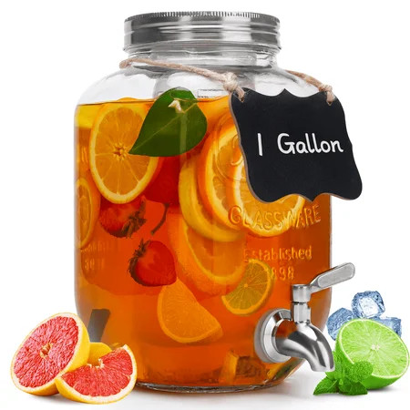 Glass Drink Dispenser for Fridge ，1 Gallon Water Laundry Detergent, Juice or Beverage Dispenser for Parties with Spigot | Walmart (US)