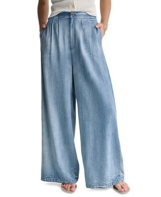 Women's High-Rise Wide-Leg Denim Pants | Macy's