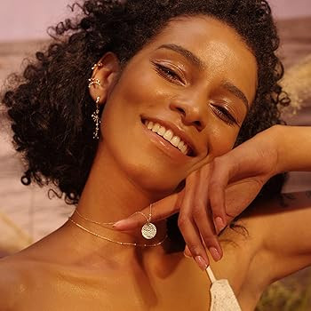 Fettero Pendant Necklace Gold Choker Layered Coin Open Karma Circle Full New Crescent Moon 14K Go... | Amazon (US)