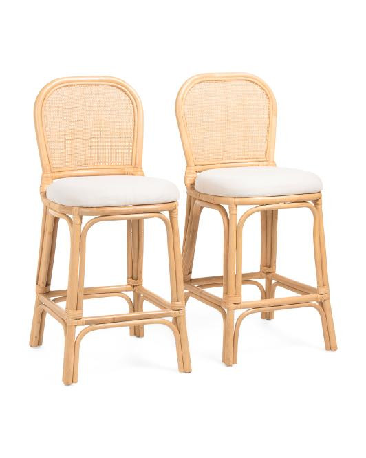 Set Of 2 19x40 Rattan Counter Stools | TJ Maxx