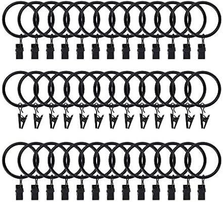 Lansian 40pcs Rustproof Drapery Matte Stainless Steel Metal Curtain Rings with Clips 1.5 inch Dra... | Amazon (US)