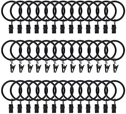 Lansian 40pcs Rustproof Drapery Matte Stainless Steel Metal Curtain Rings with Clips 1.5 inch Dra... | Amazon (US)