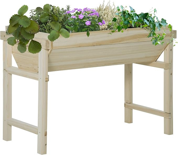 Outsunny 43" x 24" Raised Garden Bed, Elevated Wood Planter Box with Non-Woven Fabric for Vegetab... | Amazon (CA)