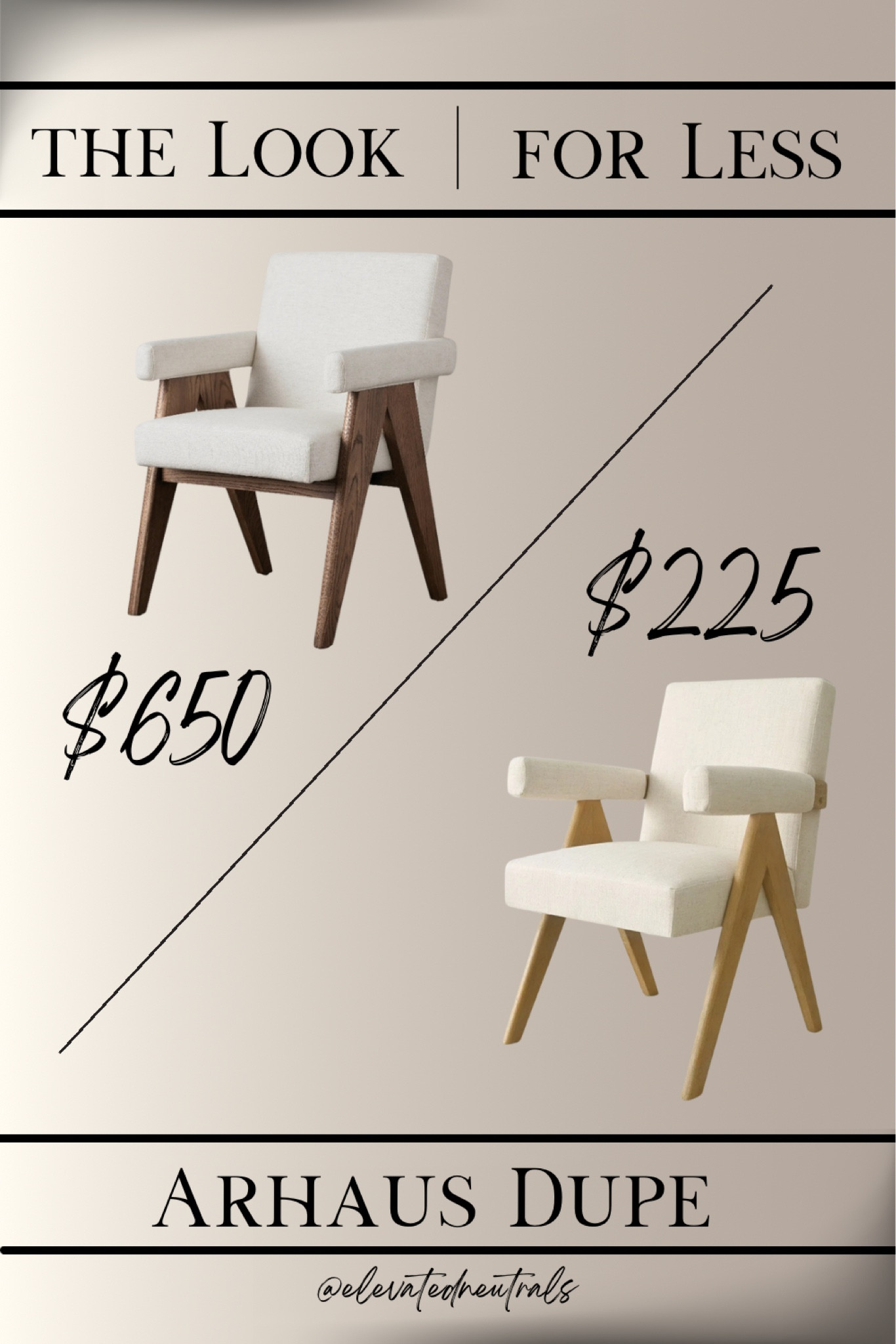 I can’t believe I found almost an exact dupe to the upholstered Arhaus Stanley Arm chair. It’s giving mid-century vibes at an affordable price.

Be sure to follow @elevatedneutrals on IG, FB & Pinterest for more home inspiration!

To view my entire collection of affordable and high-end dining chairs, be sure to check out the product tab in my LTK shop and visit my product set called ‘Dining Chairs’

#LTKHome