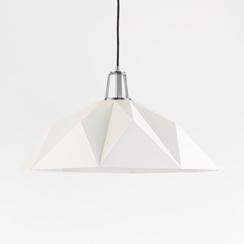 Maddox White Faceted Pendant Large with Nickel Socket | Crate and Barrel | Crate & Barrel