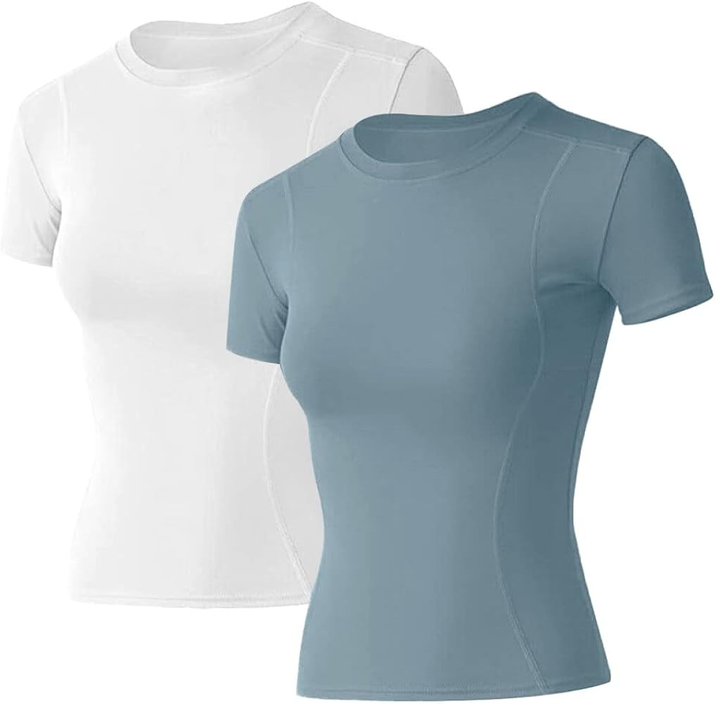 Loovoo Women Workout Shirts 1/2/3 Pack Athletic Compression Tee Dry Fit Yoga Gym Basic Tops | Amazon (US)