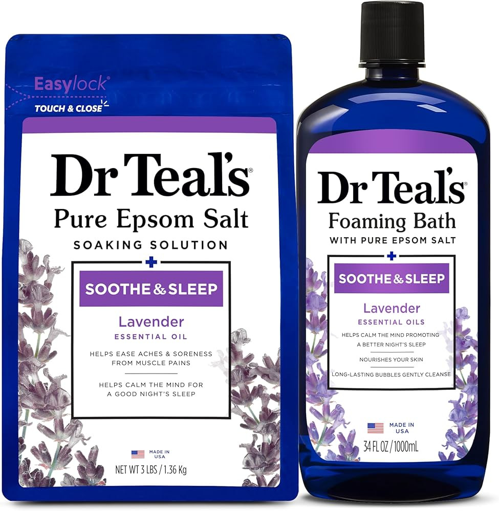 Dr Teal's Epsom Salt Magnesium Soak and Foaming Bath, Soothe & Sleep with Lavender Essential Oils... | Amazon (US)