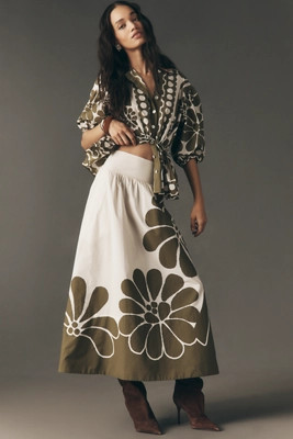 Farm Rio Palmero Midi Skirt | Anthropologie (US)