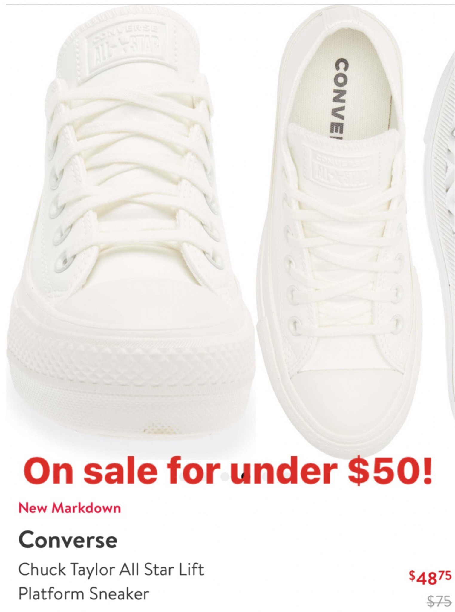 White converse sneakers on sale at Nordstrom for under $50!

New markdown! Fall tennis shoes, white platform sneakers



#LTKshoecrush #LTKunder50 #LTKsalealert