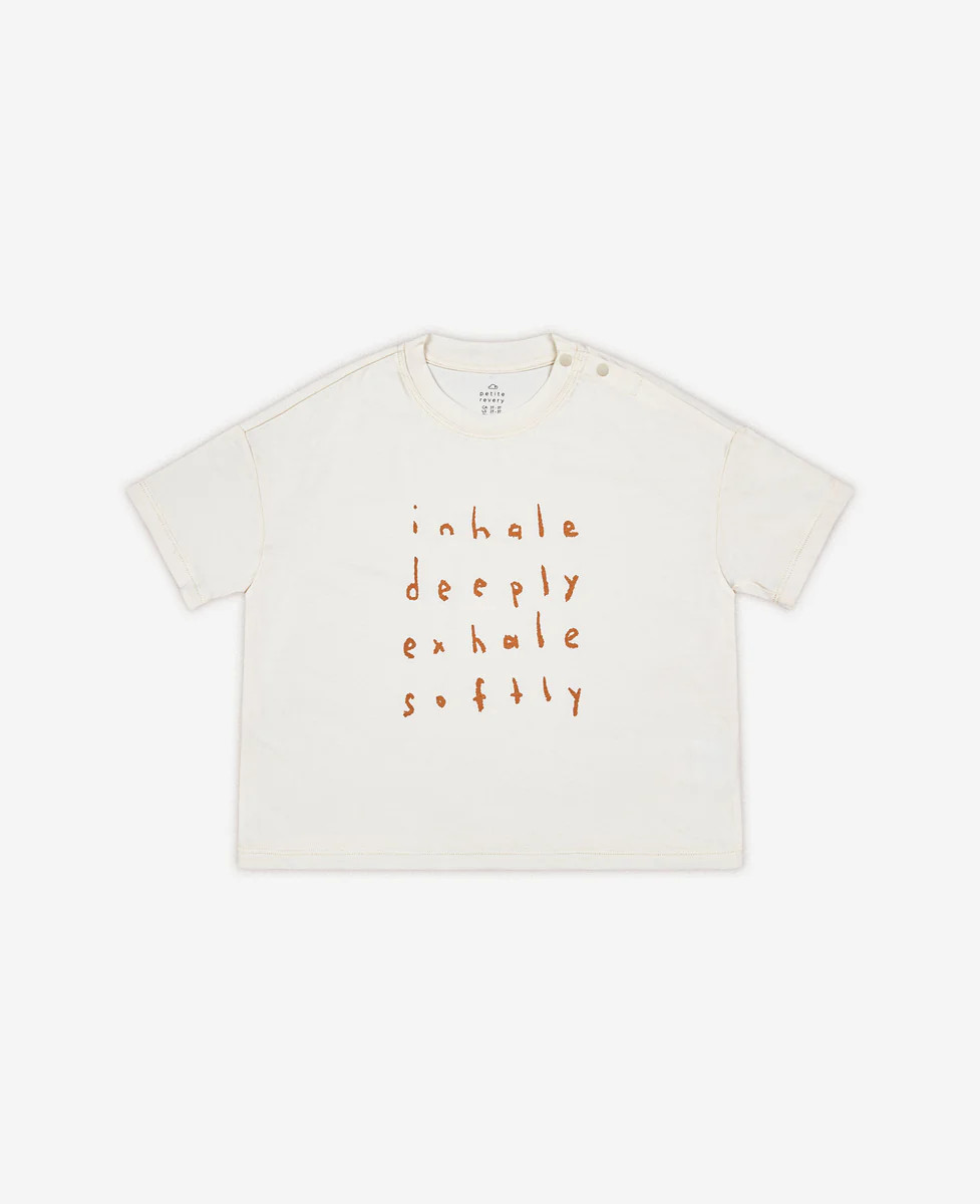 Inhale Exhale Short Sleeve Boxy Tee - Vanilla | Petite Revery