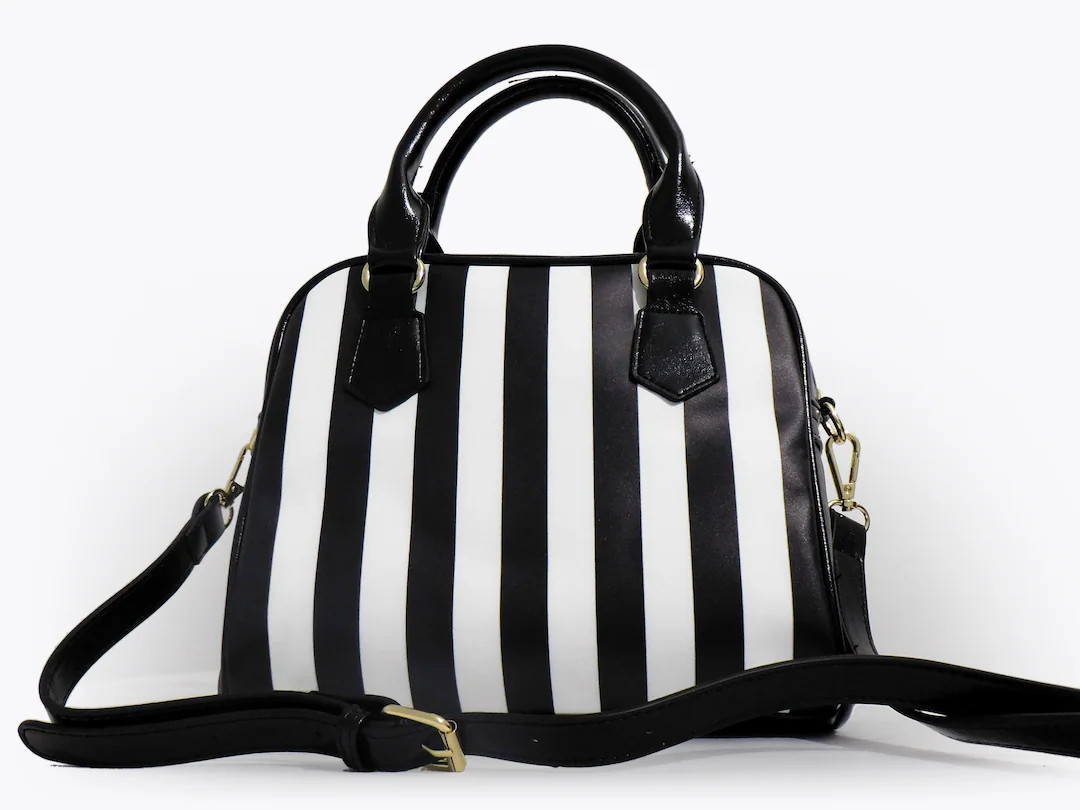 Striped Purse Handbag Black White Nightmare Stripes Christmas Birthday Gift Idea Goth Cute Edgy F... | Etsy (US)