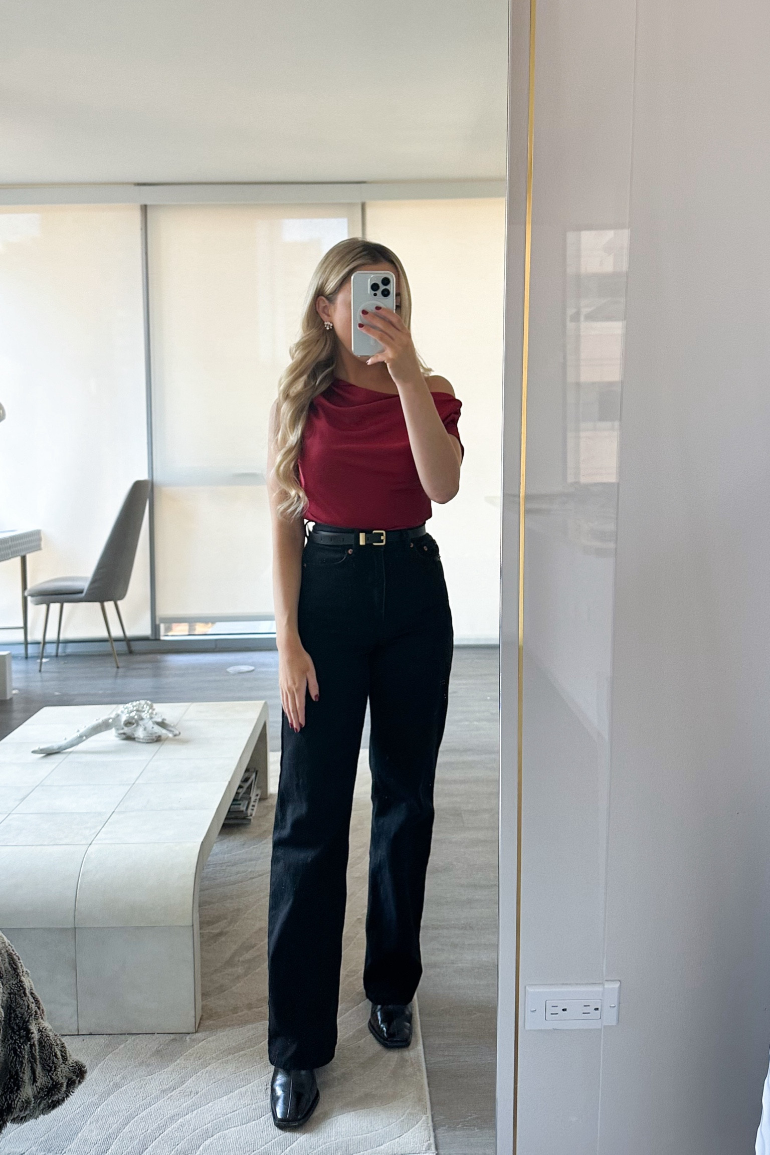 Holiday party outfit, red top, Christmas party, holiday earrings, diamond studs, winter going out outfit, office holiday party, black boots, black denim, wide leg jeans, evening tops 

#LTKHoliday #LTKparties #LTKstyletip

#LTKParties #LTKShoeCrush #LTKSeasonal