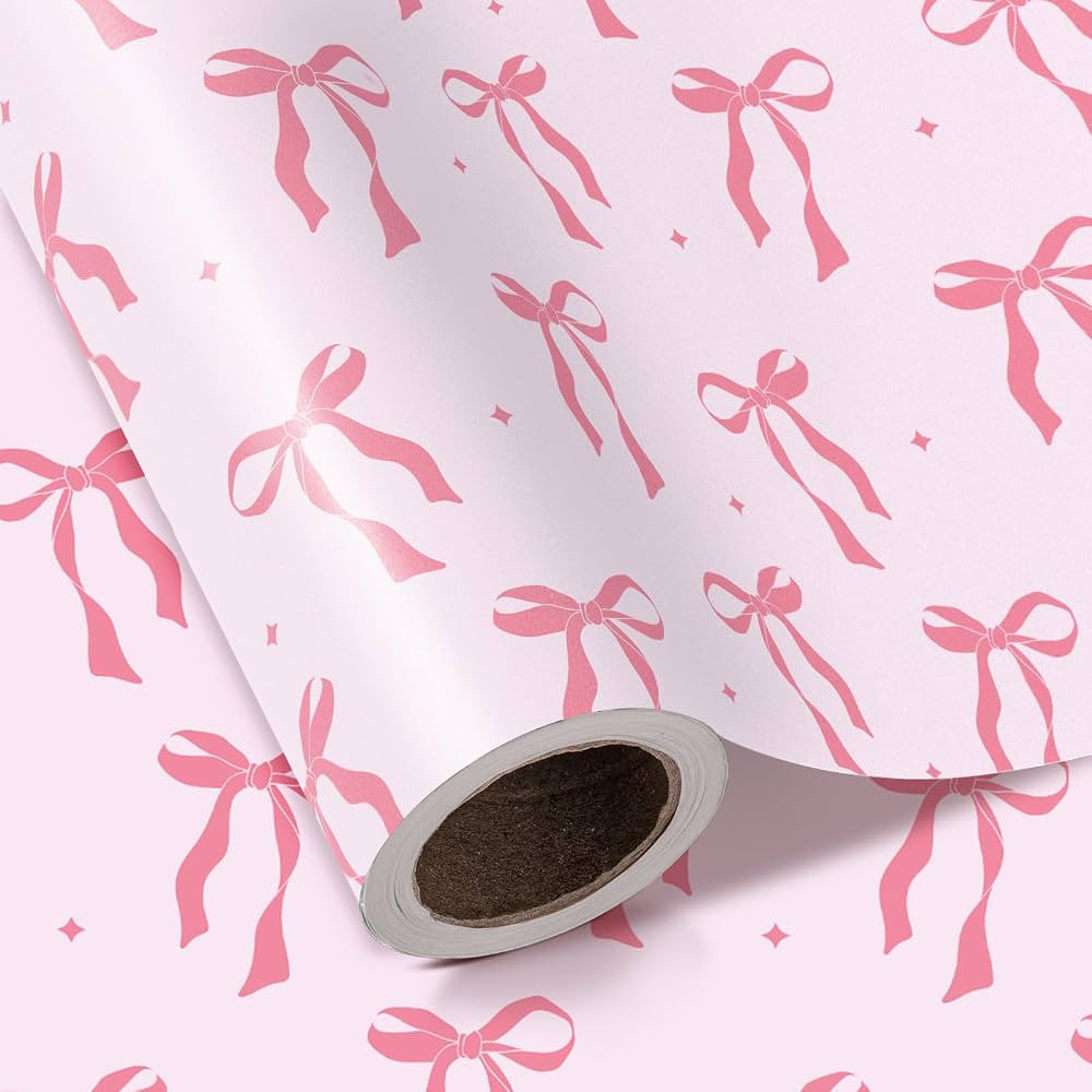 RUSPEPA Geschenkpapierrolle mit rosa Schleife – Minirolle – 43,2 cm x 5 m – Rosa SchleifenD... | Amazon (DE)
