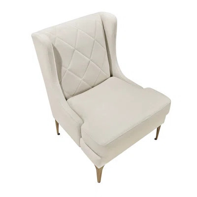 Contemporary Chenille Upholstery Wingback Chair With Pocket Coils, Reversible Cushion, And 7.5" Leg Height Modern Luxury Gold Finish Legs, Removable C | Wayfair North America