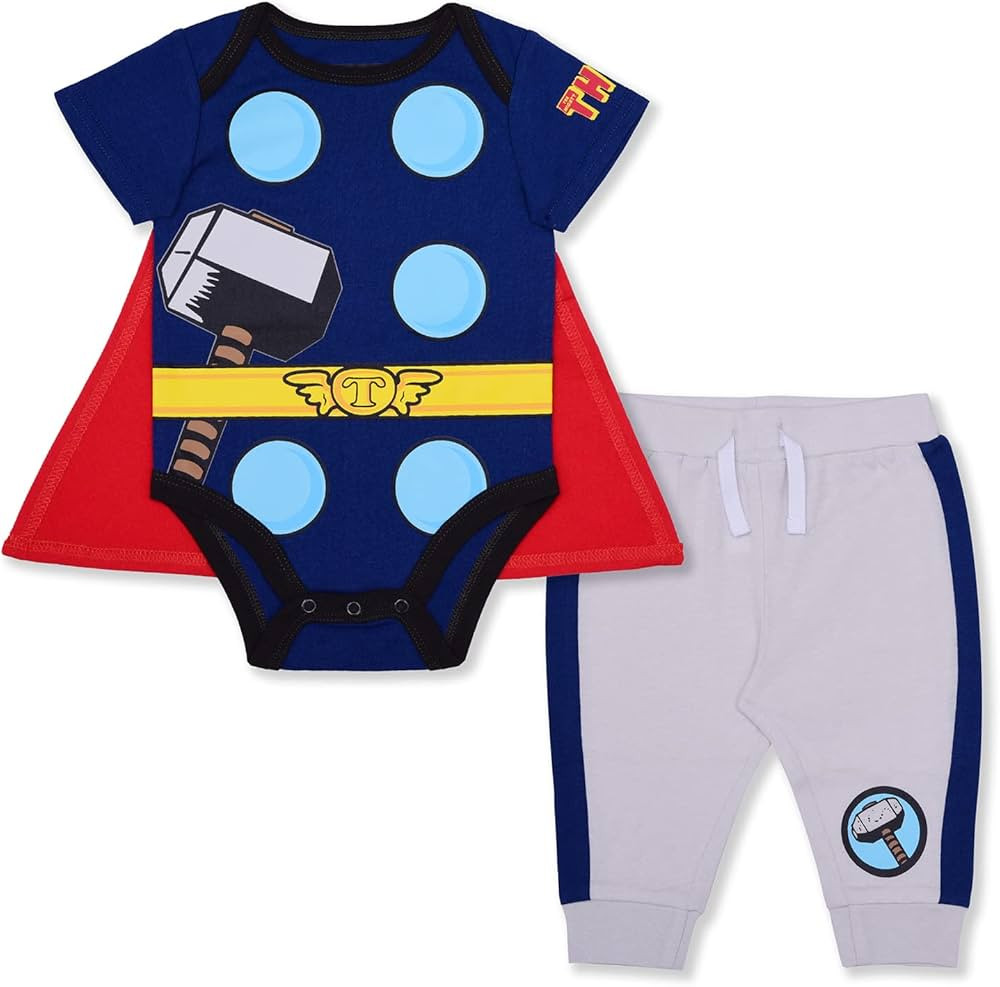 Marvel Avengers Boys’ Bodysuit and Jogger Set for Newborn and Infant –Blue/Navy/Red/Green/Bla... | Amazon (US)