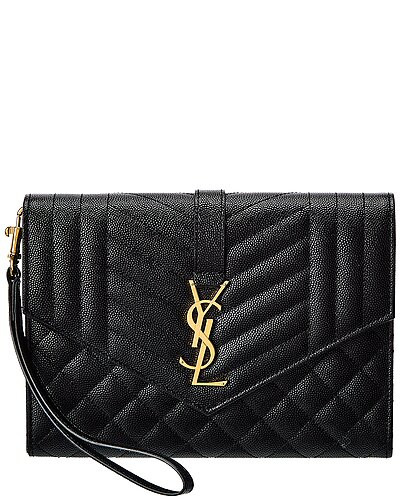 Saint Laurent Monogram Leather Clutch | Gilt & Gilt City