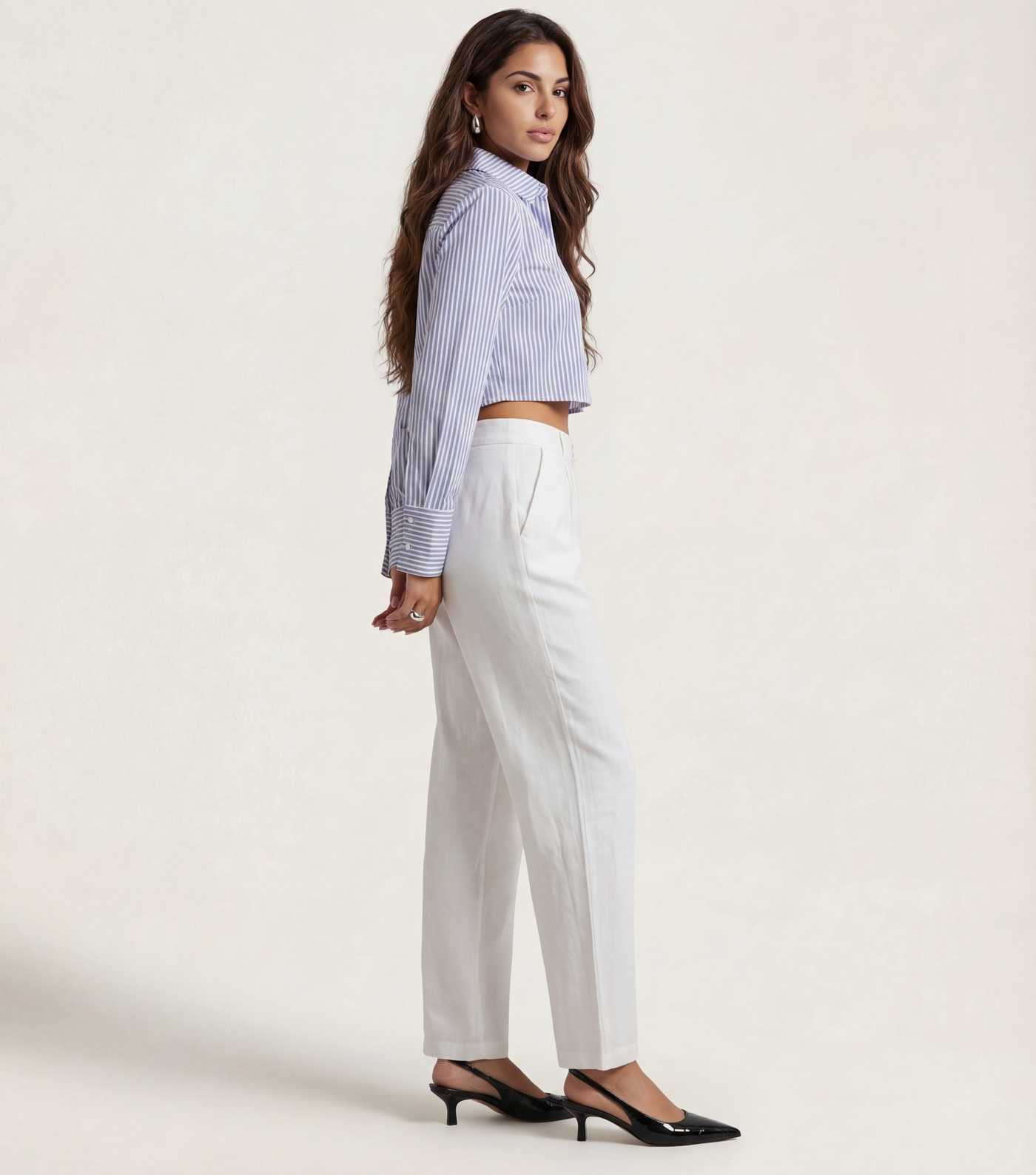 Urban Bliss White Woven Cotton Rich Leg Trousers | New Look | New Look (UK)