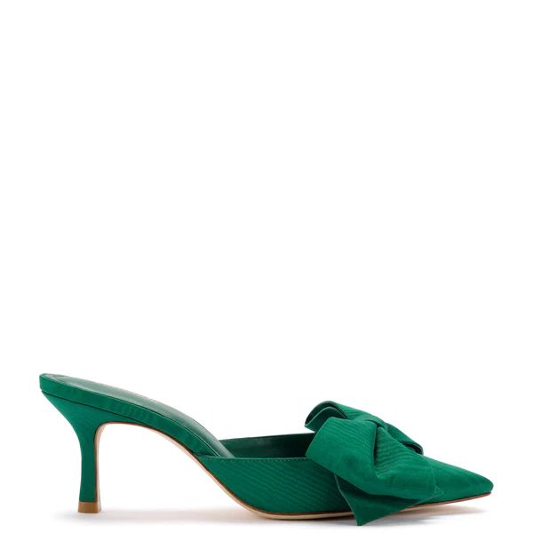Mini Elle Pump In Emerald Fabric | Larroude