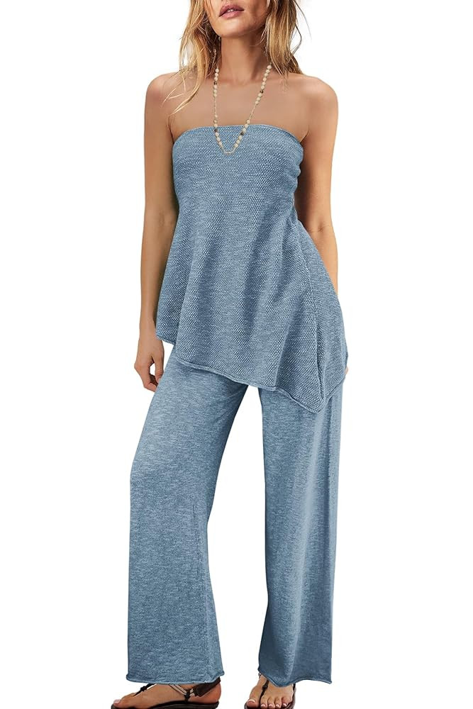 Panadila Womens Off Shoulder Sweater Set 2 Piece Outfits Summer Vacation Knit Matching Lounge Set... | Amazon (US)