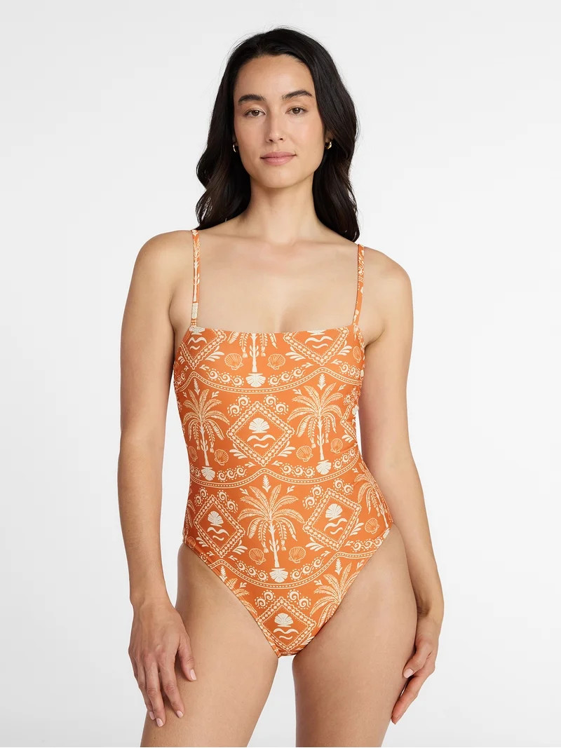 Time and Tru Women's and Women's Plus Lace Up One Piece Swimsuit, Sizes XS-3X | Walmart (US)