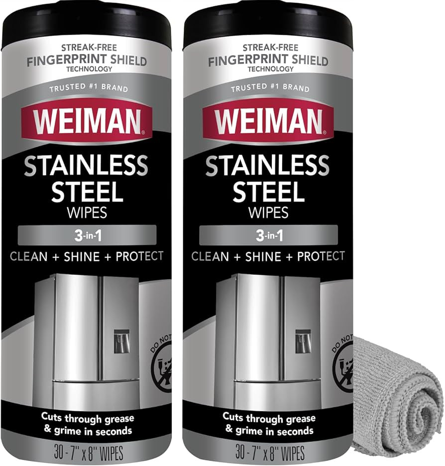 Weiman Stainless Steel Cleaner Polish Wipes for Refrigerators Ovens Grills | Amazon (US)