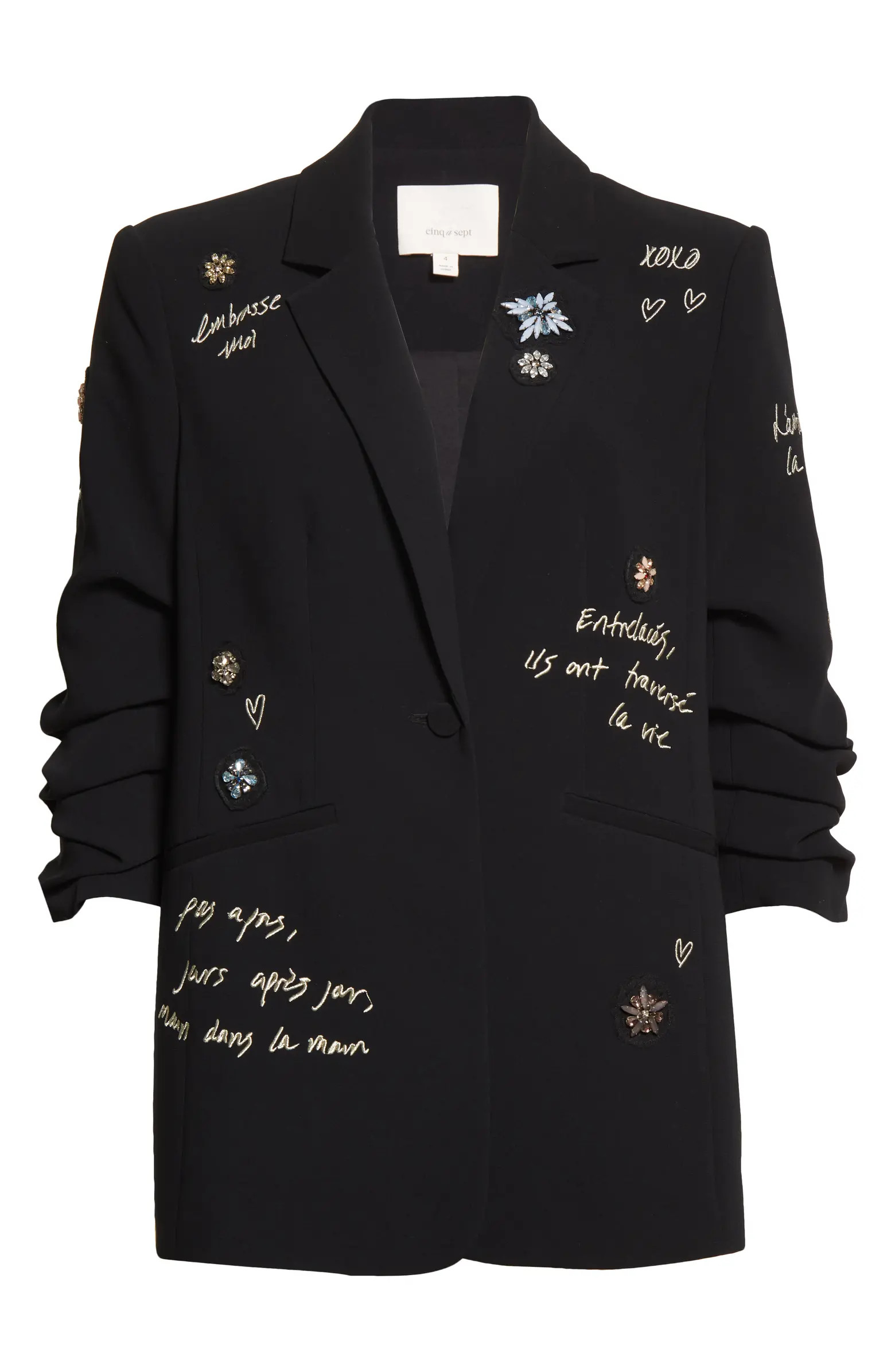Love Letter Embroidered Floral Appliqué Blazer | Nordstrom