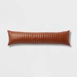 Lumbar Faux Leather Channel Stitch Decorative Throw Pillow - Threshold™ | Target