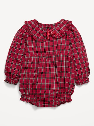 Long-Sleeve Plaid Collared One-Piece Romper for Baby | Old Navy (US)