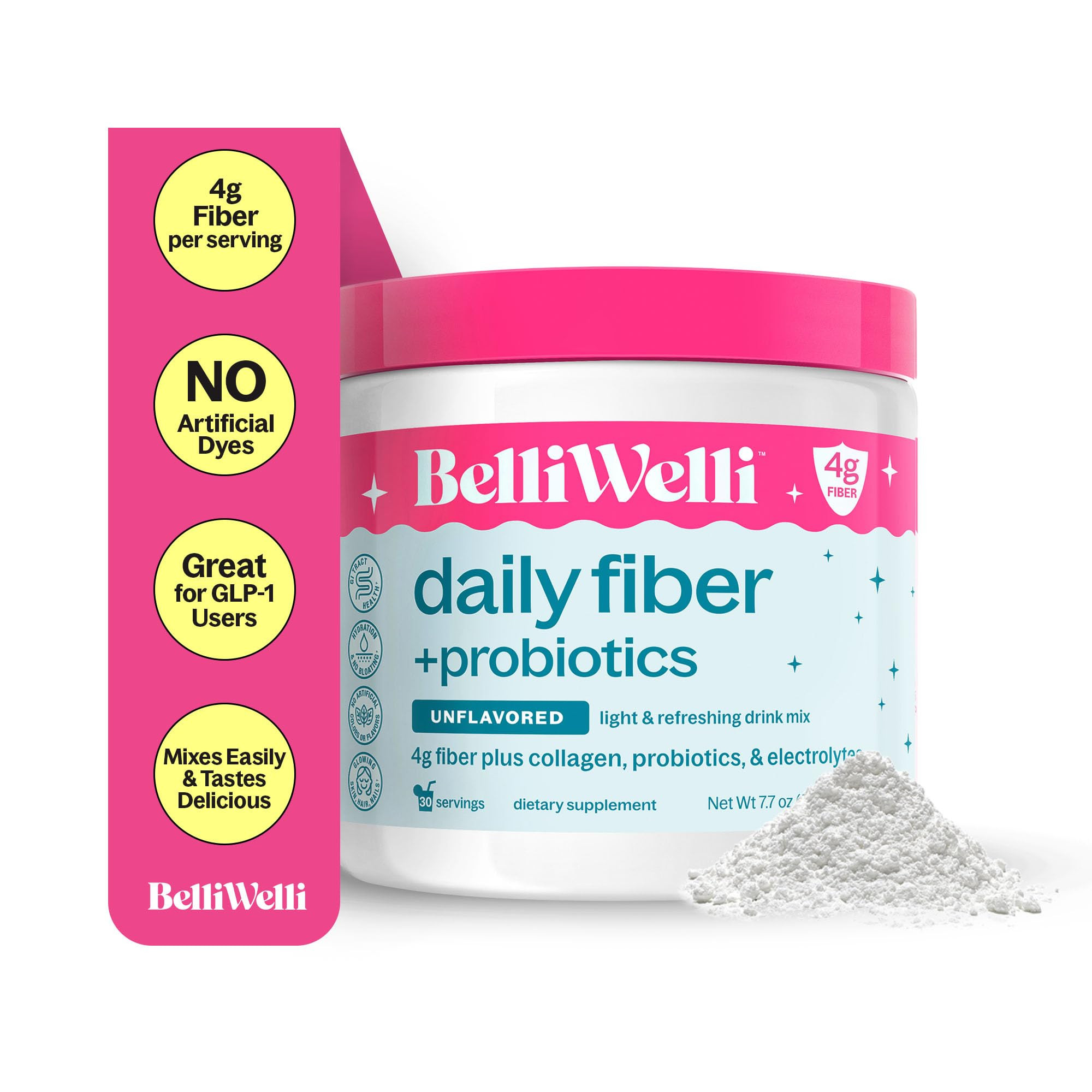 Unflavored Daily Fiber Supplement Powder with Collagen, Probiotics & Electrolytes | Supports Dige... | Amazon (US)