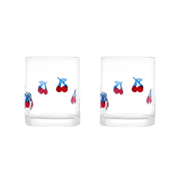 Thyme & Table 12 fl oz Patriotic Cherries Charm Drinking Glasses, Set of 2 | Walmart (US)