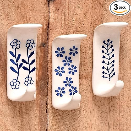 Indian Shelf Boho Decorative Hooks Adhesive Hooks Sticky Hooks for Wall Shower Loofah Holder for ... | Amazon (US)