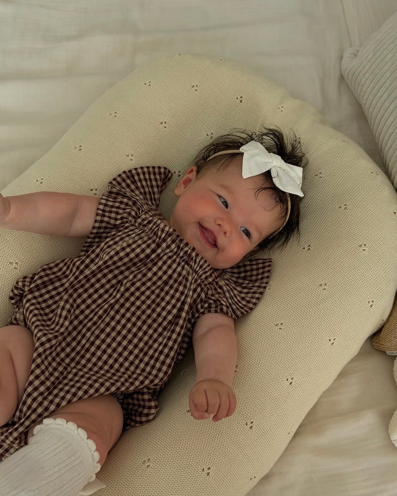 Neutral gingham baby girl outfit - can’t believe Phoenix is already 5 months old!

#LTKBaby #LTKBump #LTKKids