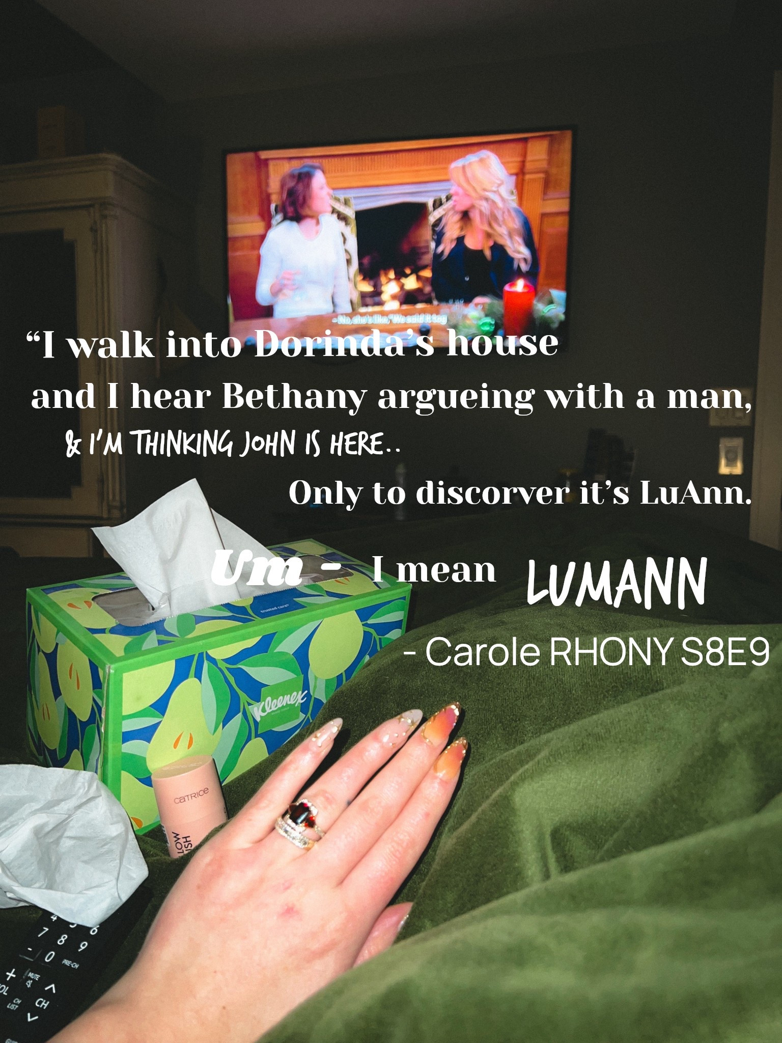 Sick on Christmas Eve means I’m making it nice with Christmas RHONY, tissues, and my lip mask 😷 🤣

#LTKHoliday #LTKdayinmylife #LTKselfcare