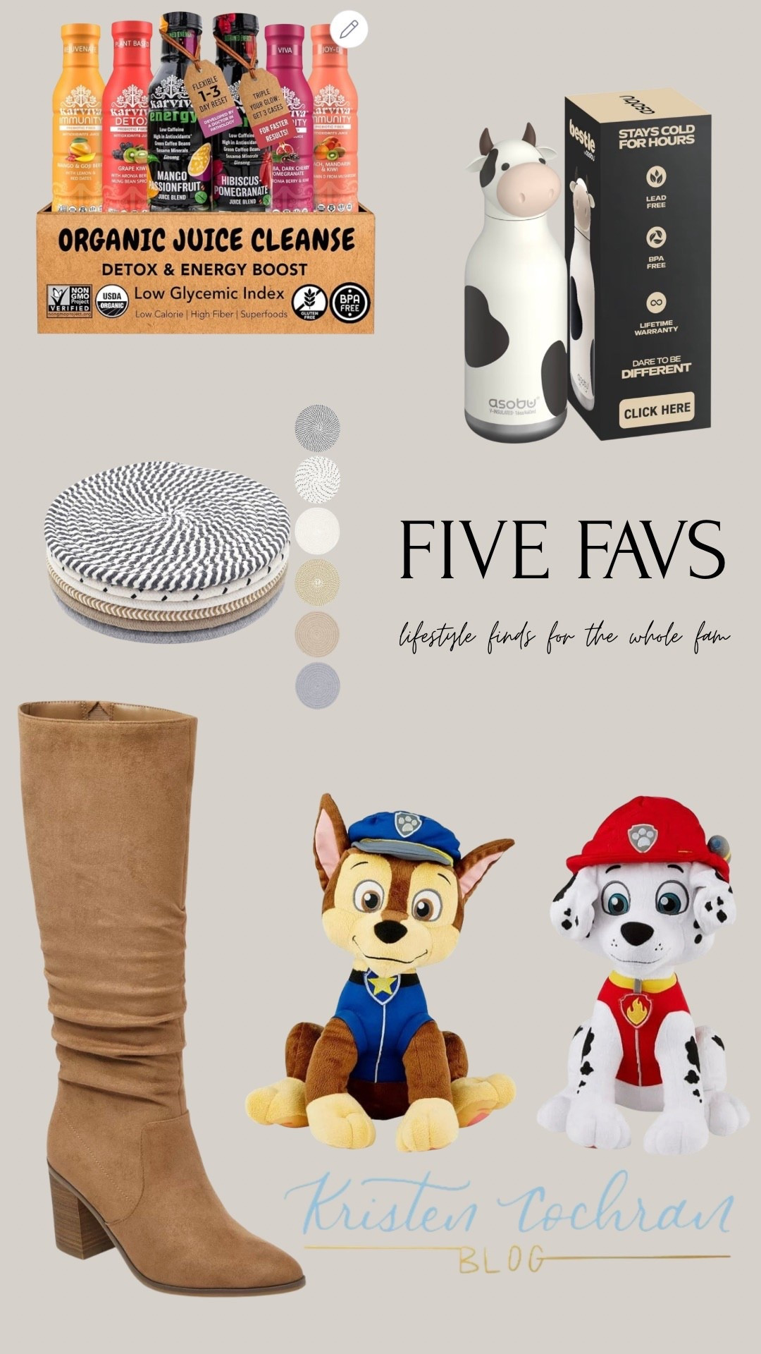 Lifestyle finds for the whole fam: a pair of boots for women, organic juice cleanse, pot holders, valentine ideas for kids, etc 🤍

#LTKSaleAlert #LTKdayinmylife #LTKValentine