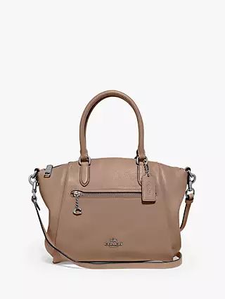 Coach Elise Leather Satchel Bag, Taupe | John Lewis UK