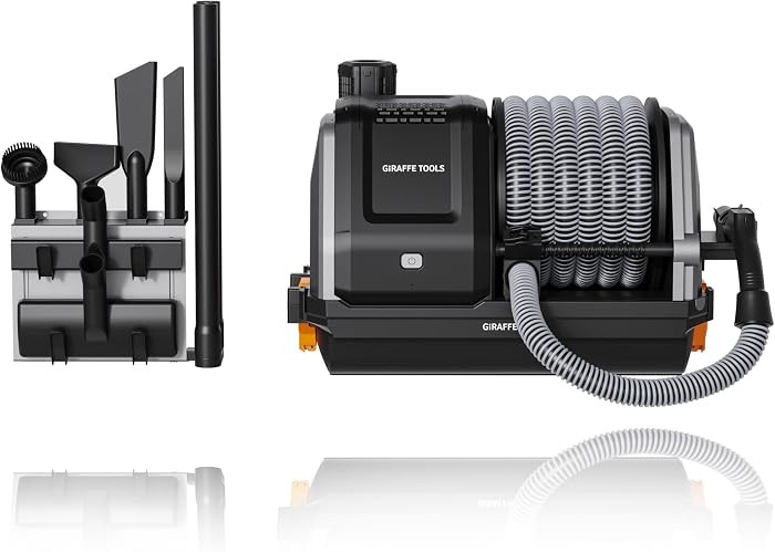 Giraffe Tools Grandstorm Retractable Vacuum with 30 FT Hose Anti-Kink, Wall-Mounted Vacuum Cleane... | Amazon (US)