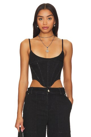 h:ours Florentina Corset Top in Washed Gray from Revolve.com | Revolve Clothing (Global)