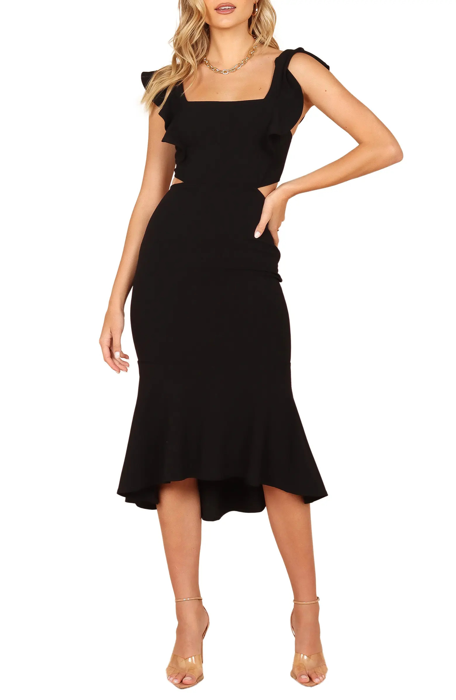 Yvonne Ruffle Trim Cutout High-Low Dress | Nordstrom